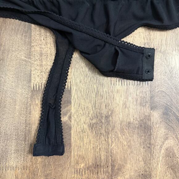 Intimately Free People Cleo Bodysuit Semi-Sheer Short Sleeve Black Size Small - Picture 8 of 10